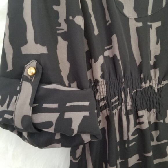 iCE Black Gray & Royal Blue Long Sleeve Button Down Dress - Size 12 - Picture 5 of 5